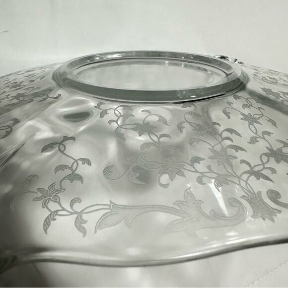 Fostoria VTG Glass Baroque Etched Chintz Handled Cake Plate Platter Dish 13.5” - Picture 7 of 11